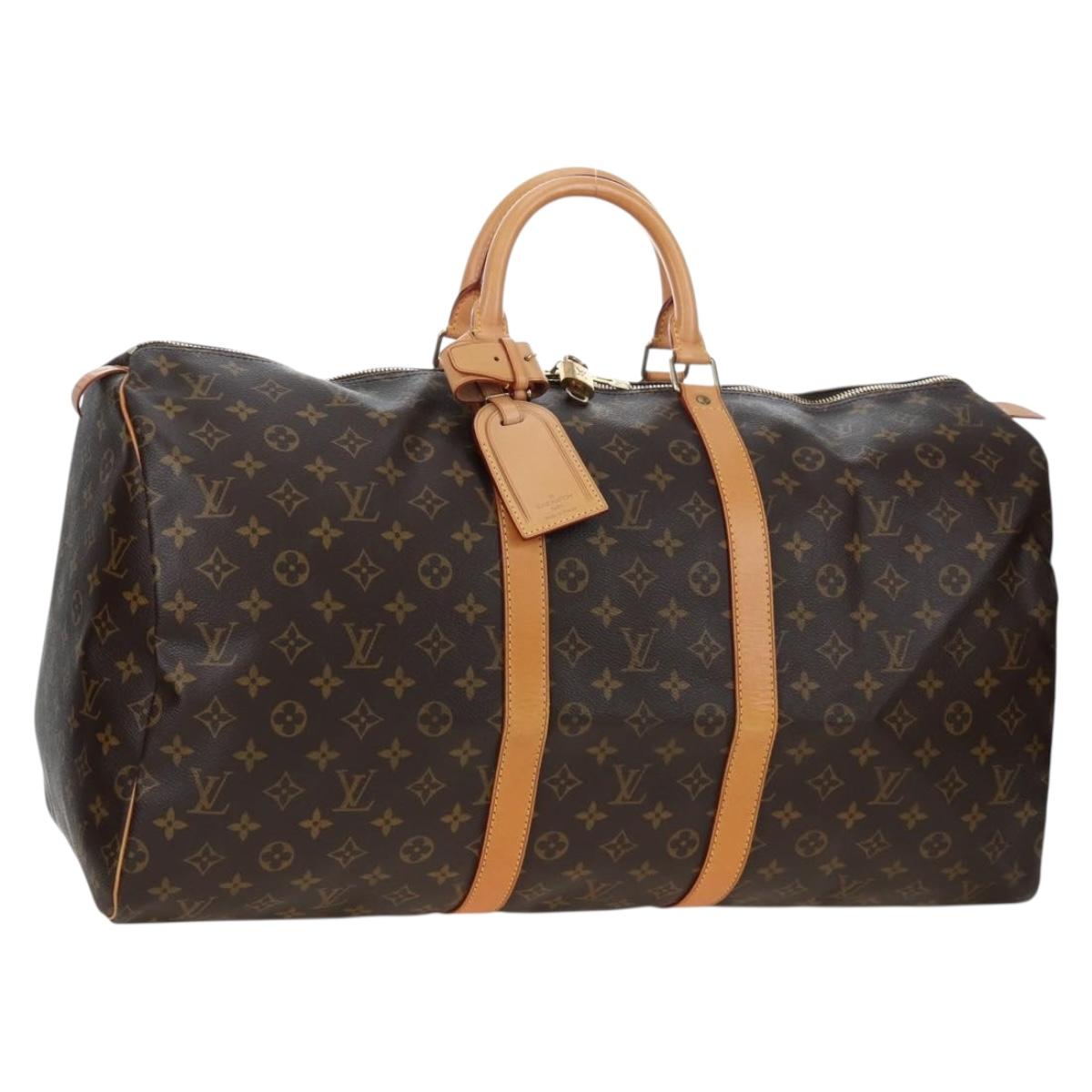LOUIS VUITTON Monogram Keepall 55 Boston Bag M41424 LV Auth 191509V