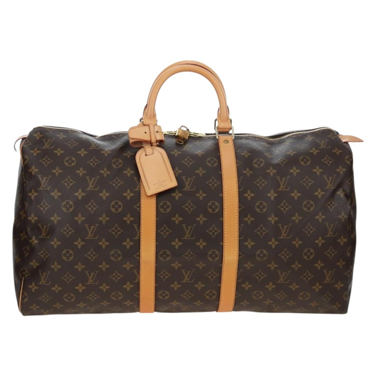 LOUIS VUITTON Monogram Keepall 55 Boston Bag M41424 LV Auth 191509V
