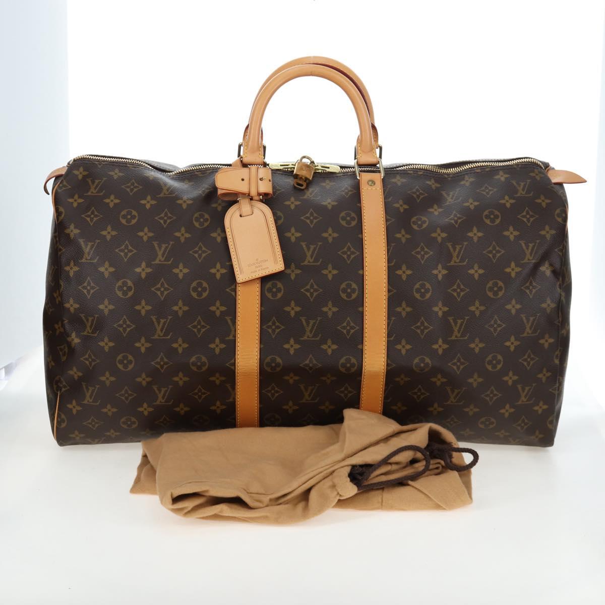 LOUIS VUITTON Monogram Keepall 55 Boston Bag M41424 LV Auth 191509V