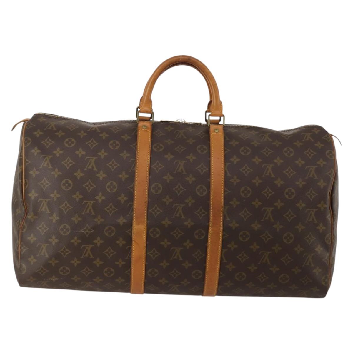 LOUIS VUITTON Monogram Keepall 55 Boston Bag M41424 LV Auth 191510