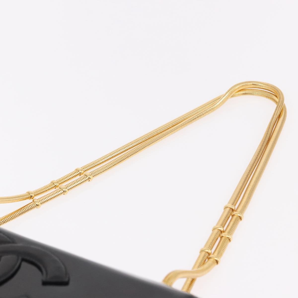 CHANEL COCO Mark Chain Shoulder Bag Patent Black Gold CC Auth 191515A