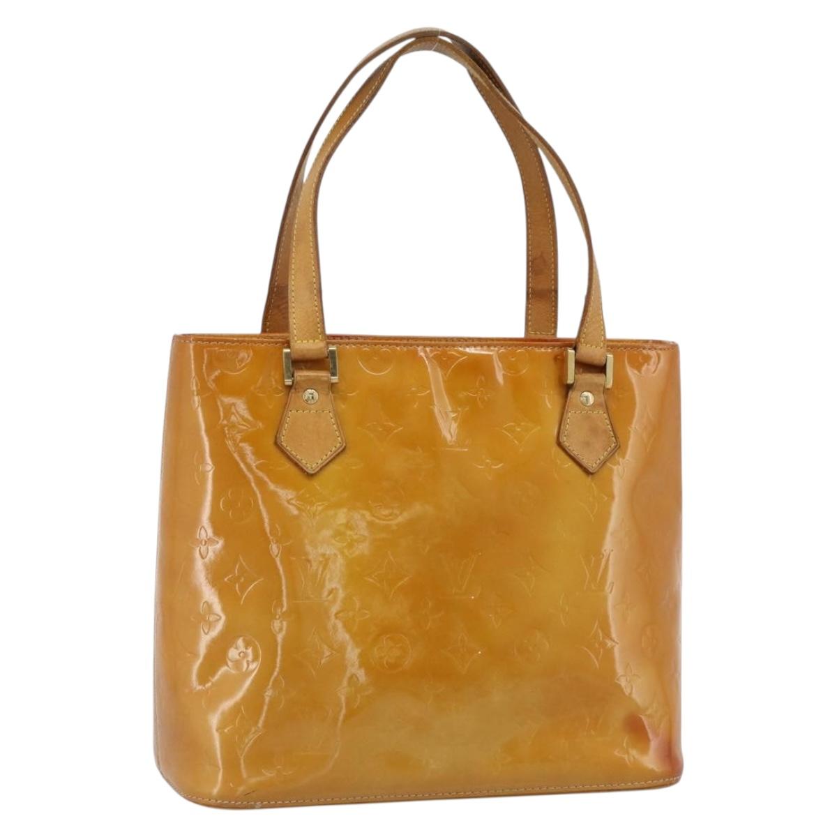 LOUIS VUITTON Monogram Vernis Houston Hand Bag Beige M91004 LV Auth 191516
