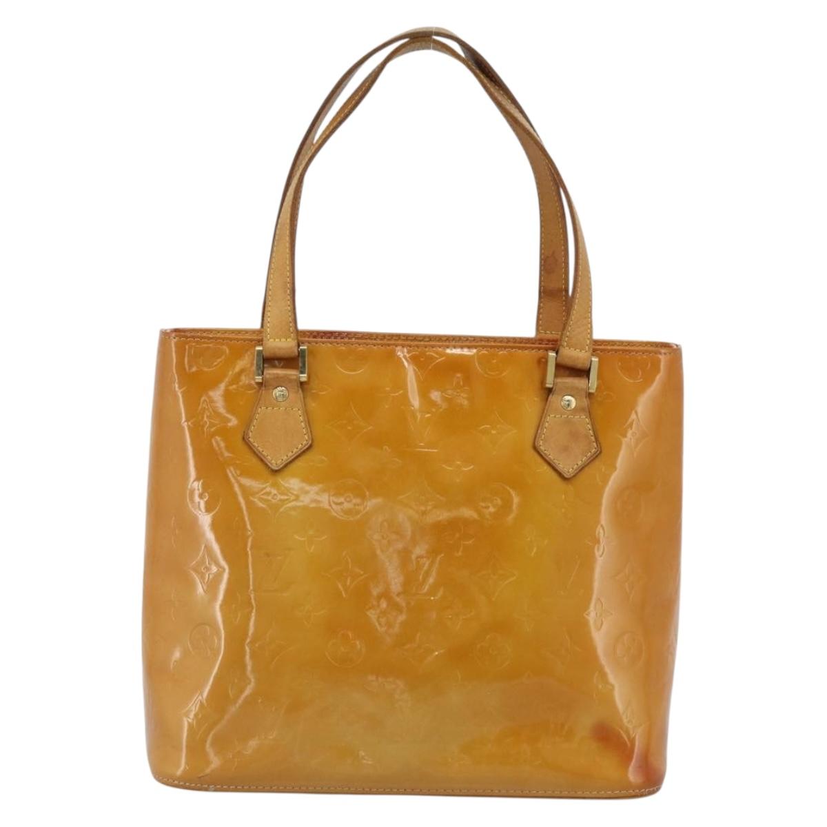 LOUIS VUITTON Monogram Vernis Houston Hand Bag Beige M91004 LV Auth 191516
