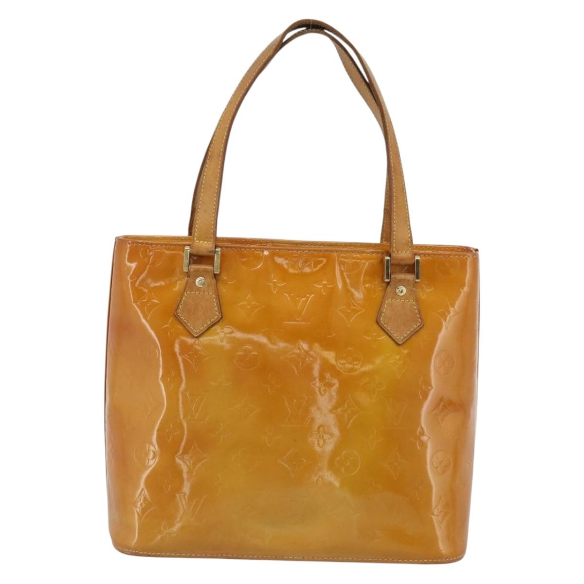 LOUIS VUITTON Monogram Vernis Houston Hand Bag Beige M91004 LV Auth 191516