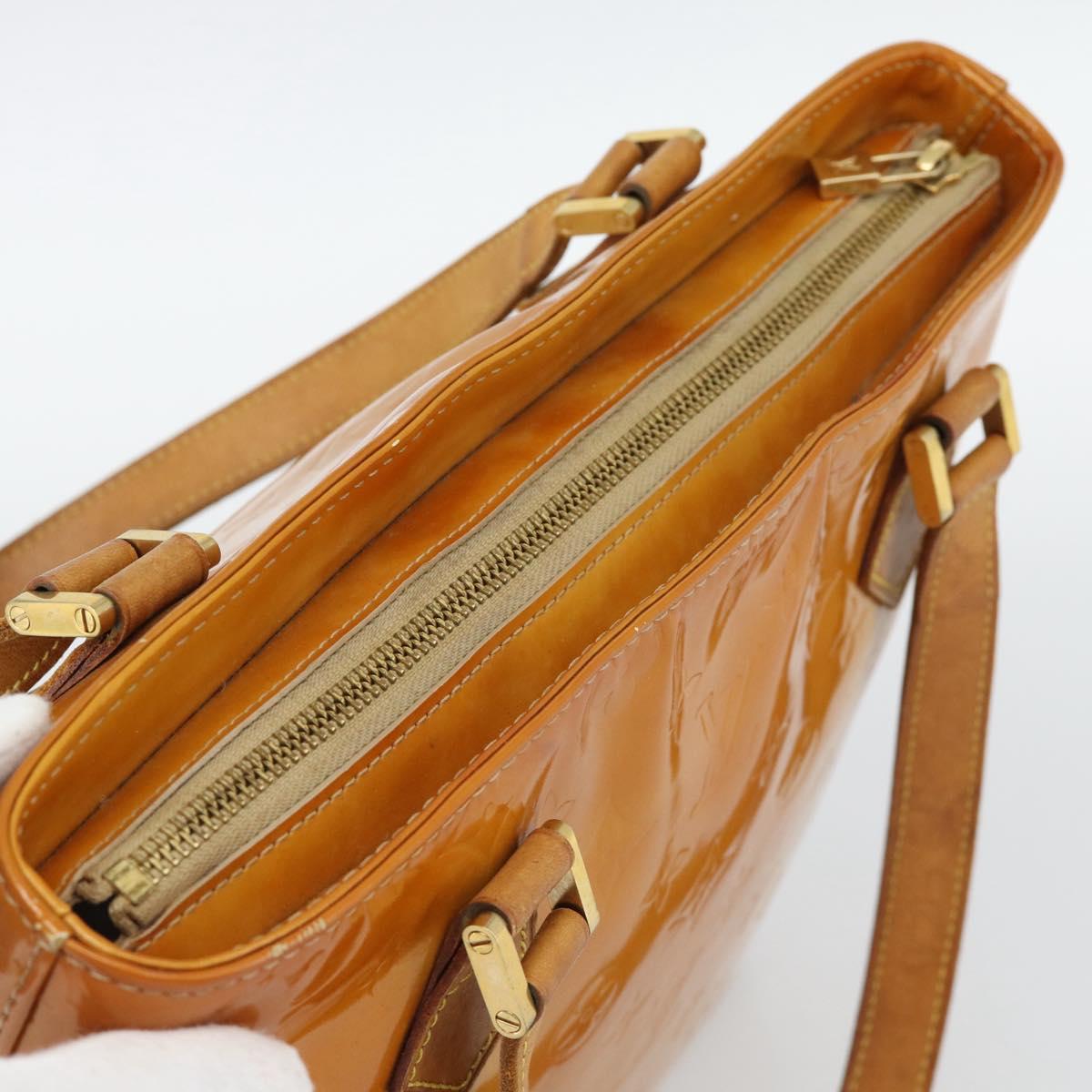 LOUIS VUITTON Monogram Vernis Houston Hand Bag Beige M91004 LV Auth 191516