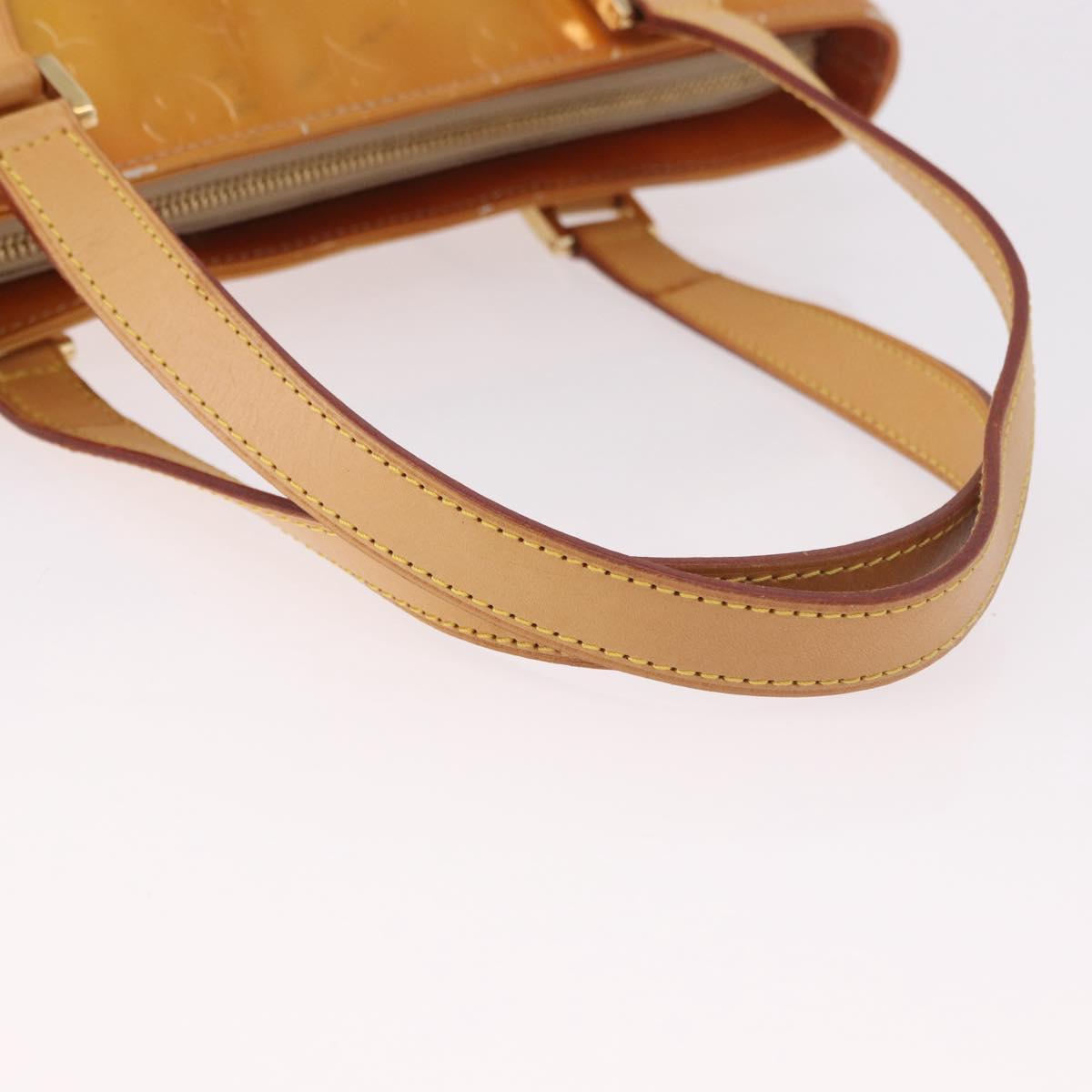 LOUIS VUITTON Monogram Vernis Houston Hand Bag Beige M91004 LV Auth 191517