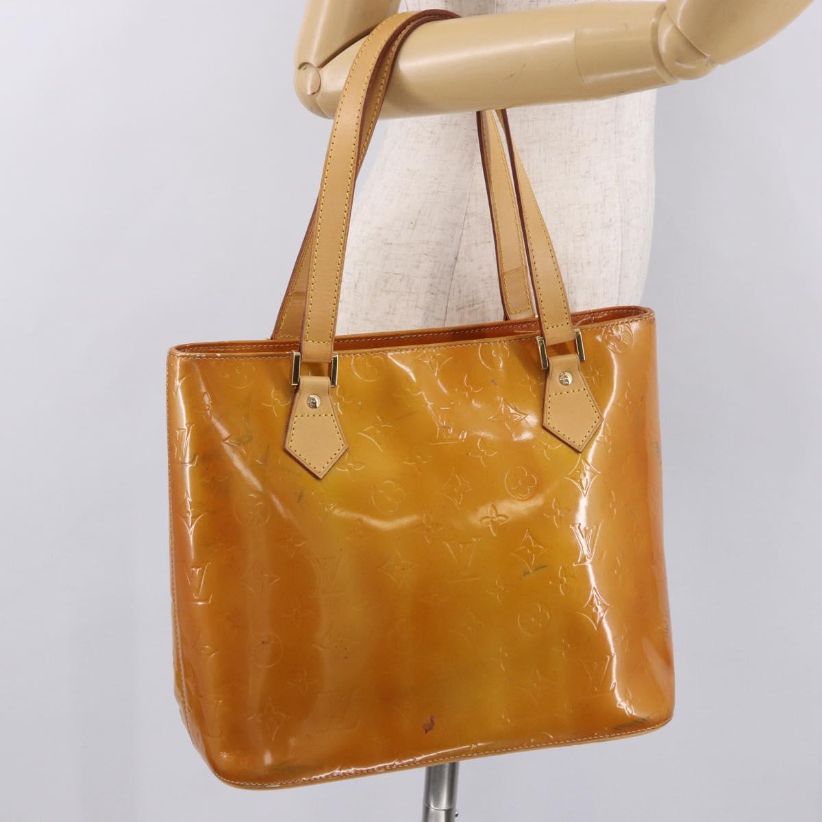 LOUIS VUITTON Monogram Vernis Houston Hand Bag Beige M91004 LV Auth 191517