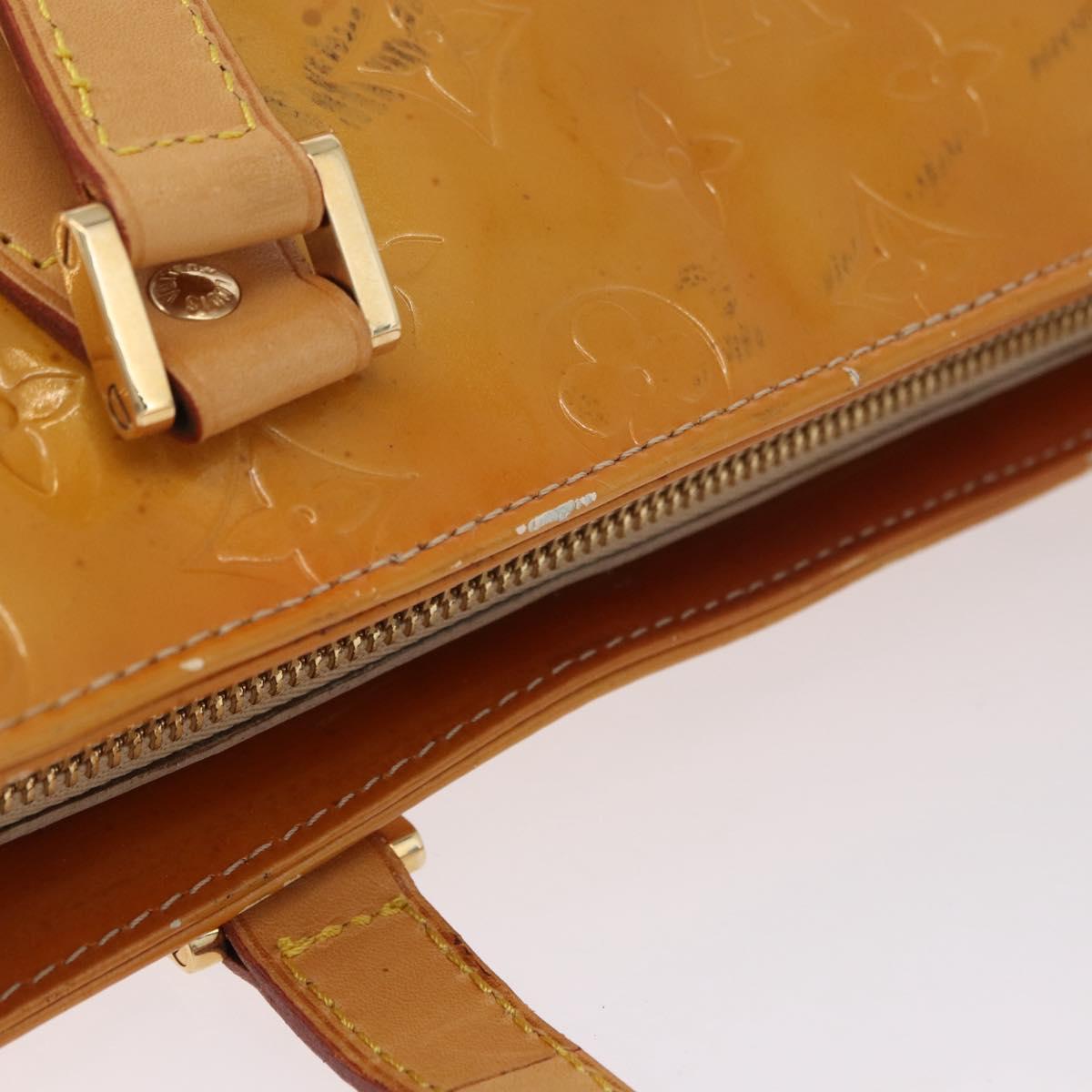 LOUIS VUITTON Monogram Vernis Houston Hand Bag Beige M91004 LV Auth 191517