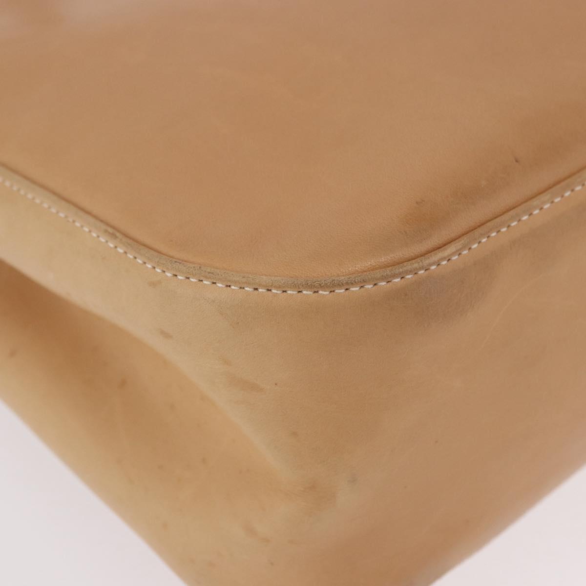 Salvatore Ferragamo Gancini Tote Bag Leather Beige Silver Auth 191526