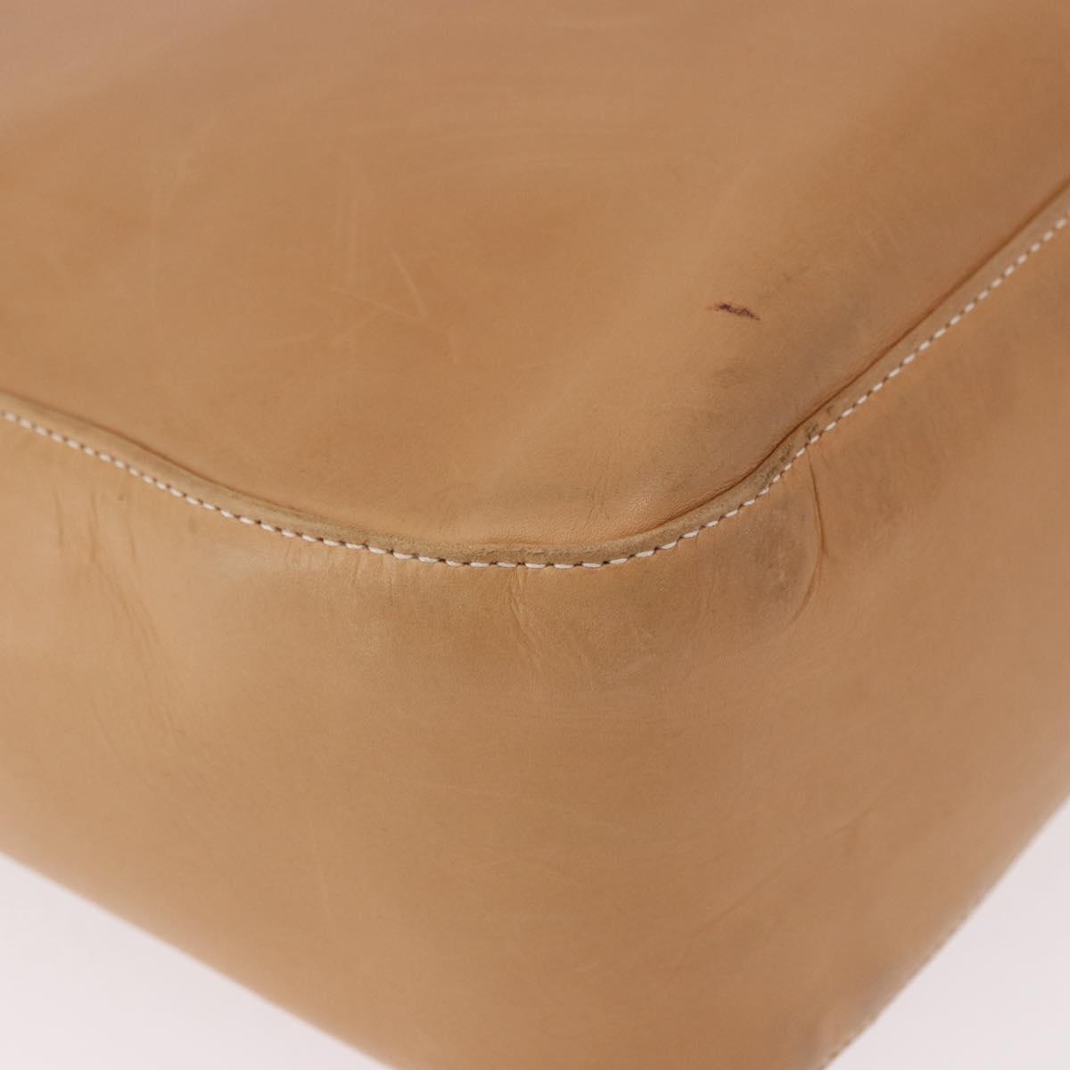 Salvatore Ferragamo Gancini Tote Bag Leather Beige Silver Auth 191526