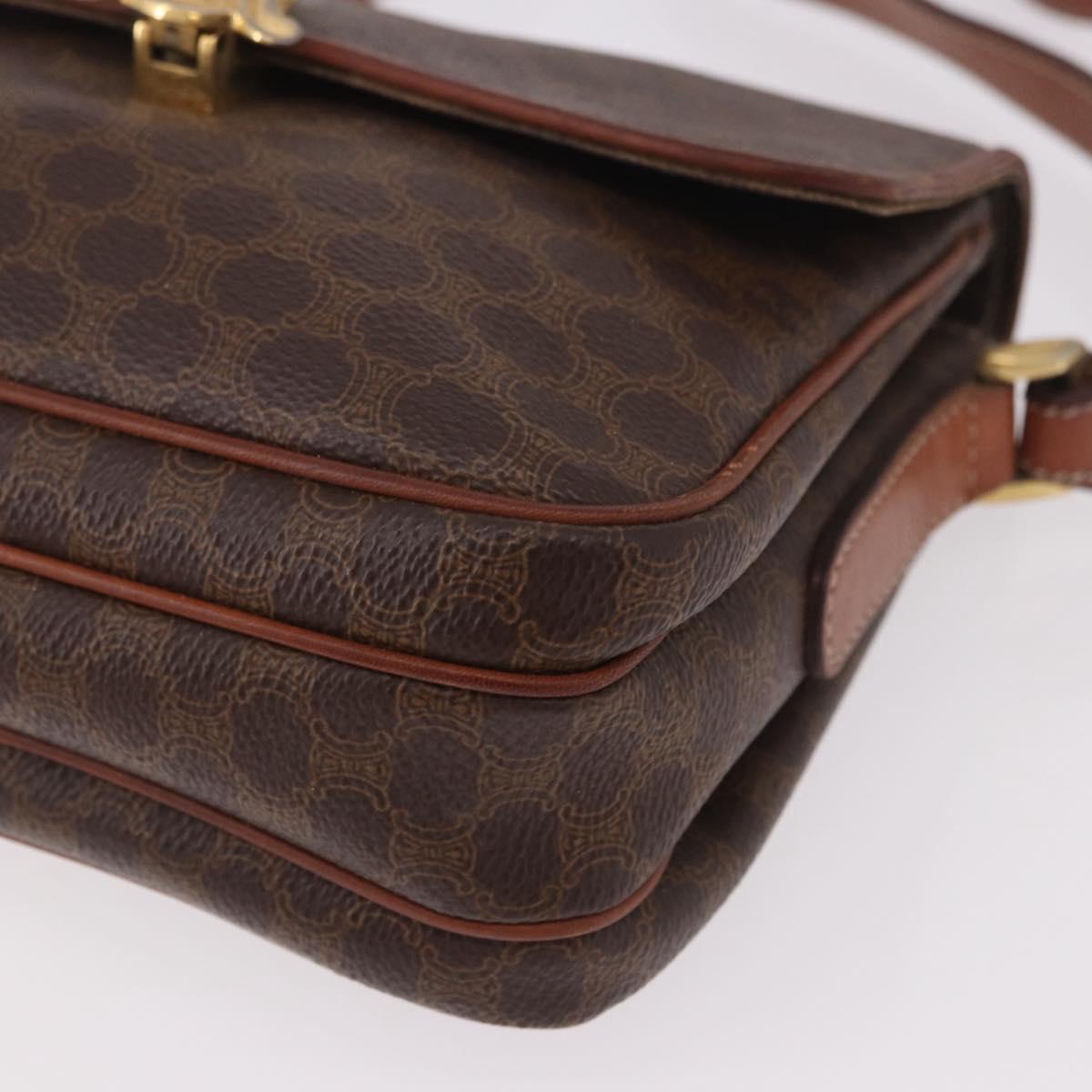 CELINE Macadam Shoulder Bag PVC Leather Brown Gold Auth 191530