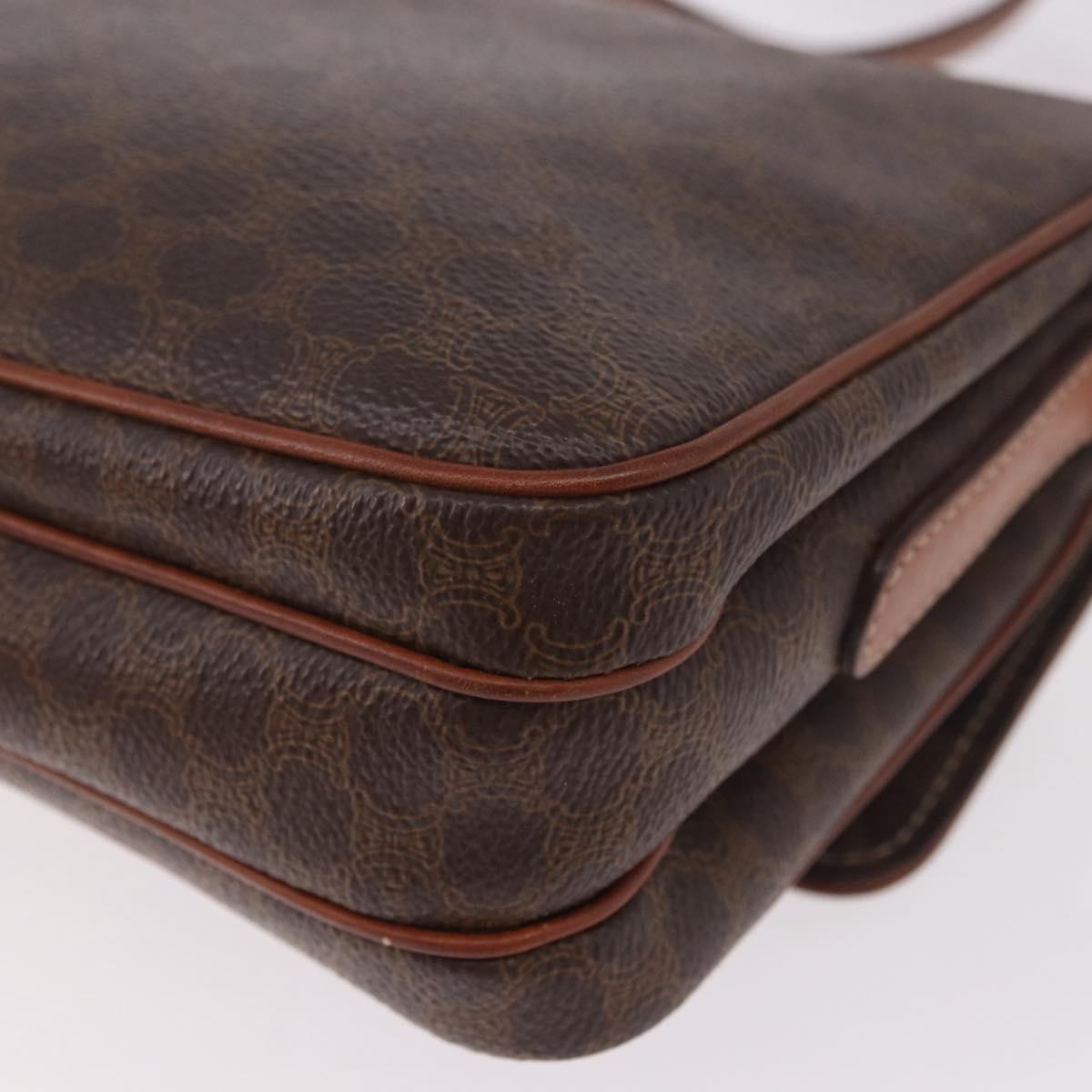 CELINE Macadam Shoulder Bag PVC Leather Brown Gold Auth 191530