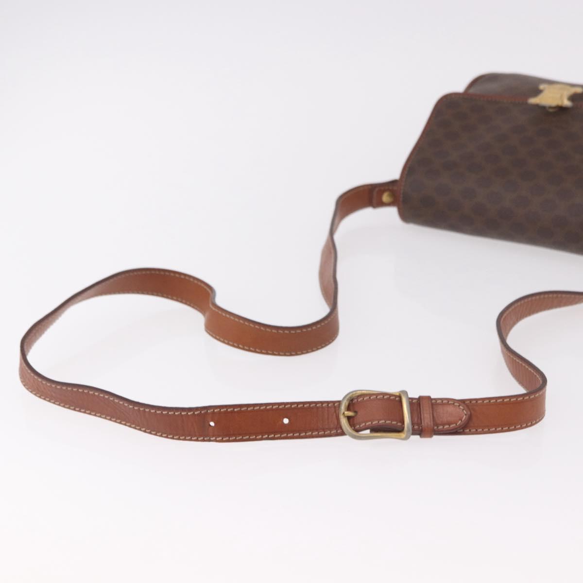 CELINE Macadam Shoulder Bag PVC Leather Brown Gold Auth 191530
