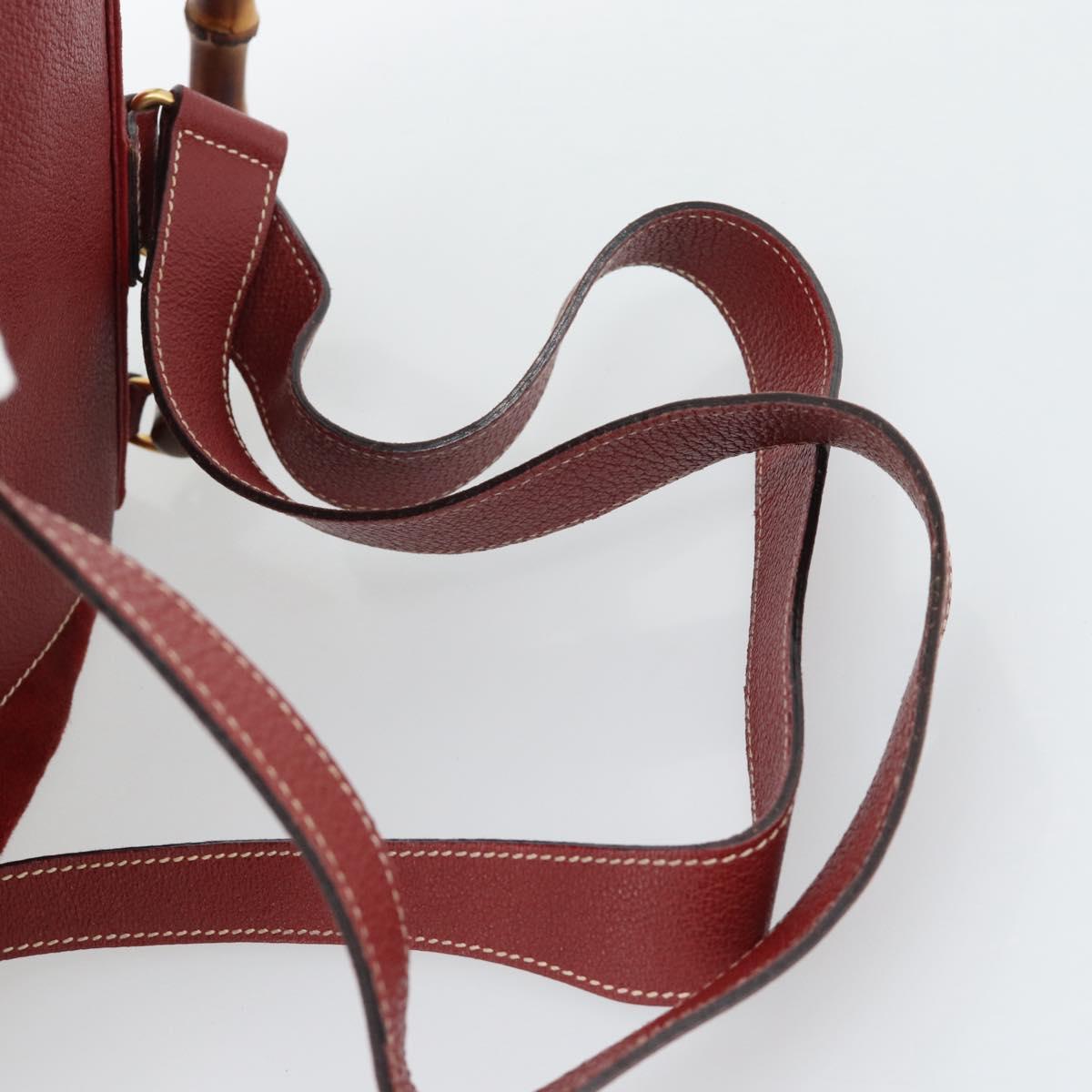 GUCCI Bamboo Backpack Suede Red Gold 003 2058 0016 Auth 191533