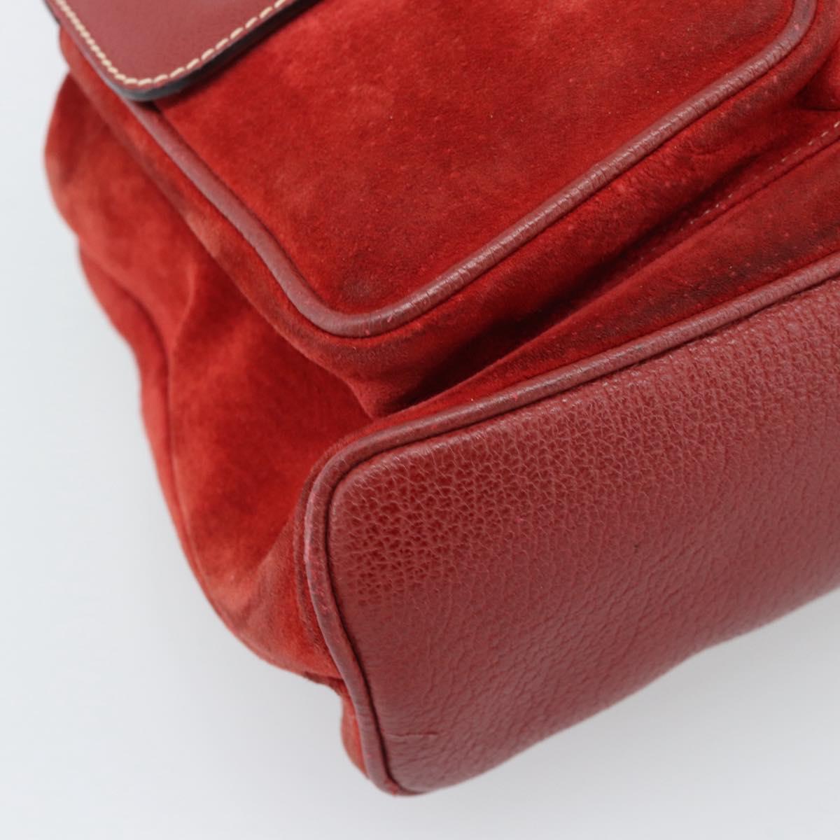 GUCCI Bamboo Backpack Suede Red Gold 003 2058 0016 Auth 191533