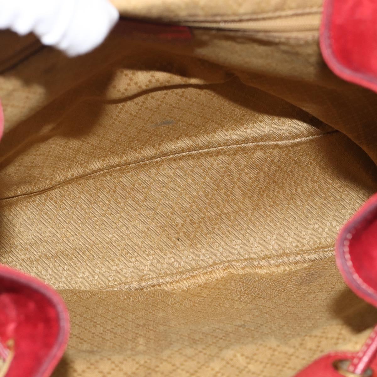 GUCCI Bamboo Backpack Suede Red Gold 003 2058 0016 Auth 191533