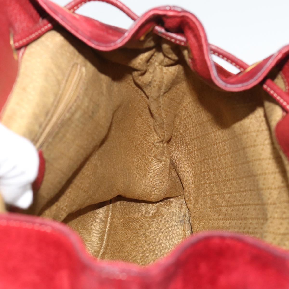 GUCCI Bamboo Backpack Suede Red Gold 003 2058 0016 Auth 191533