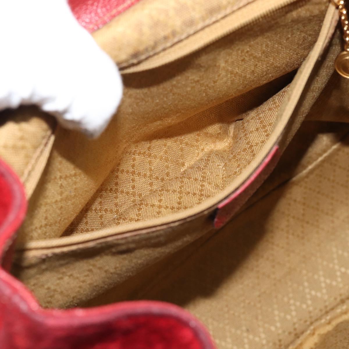 GUCCI Bamboo Backpack Suede Red Gold 003 2058 0016 Auth 191533