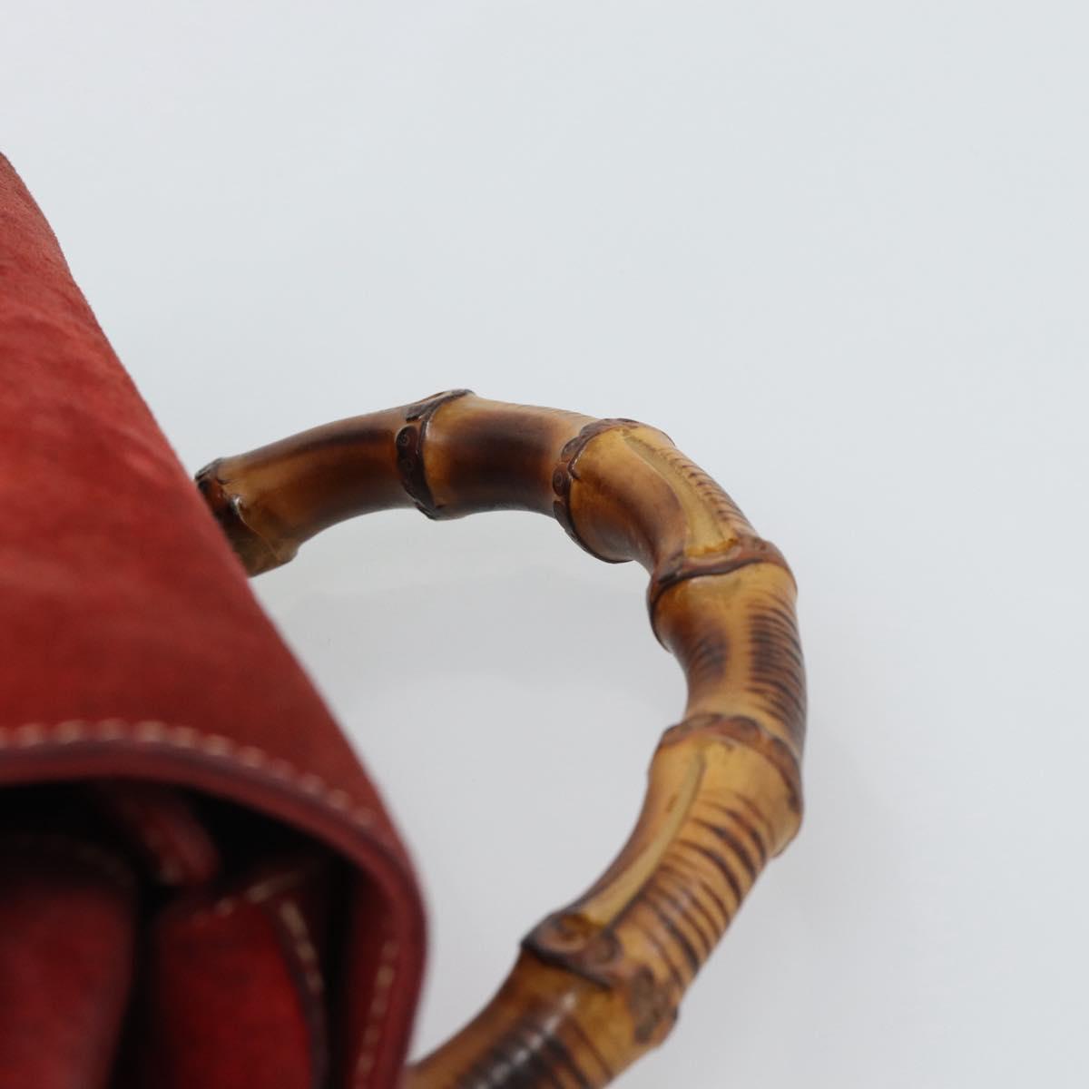 GUCCI Bamboo Backpack Suede Red Gold 003 2058 0016 Auth 191533