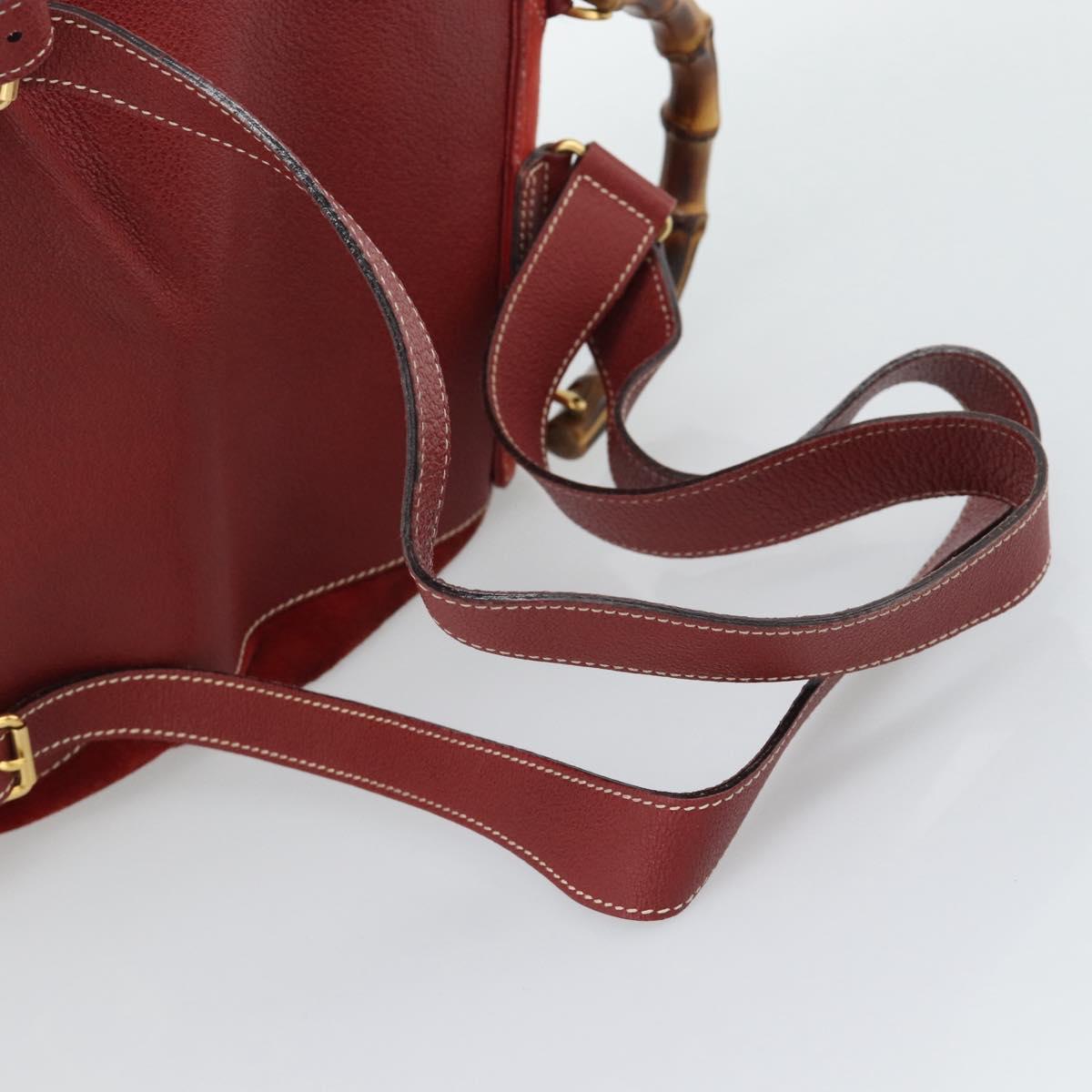 GUCCI Bamboo Backpack Suede Red Gold 003 2058 0016 Auth 191533