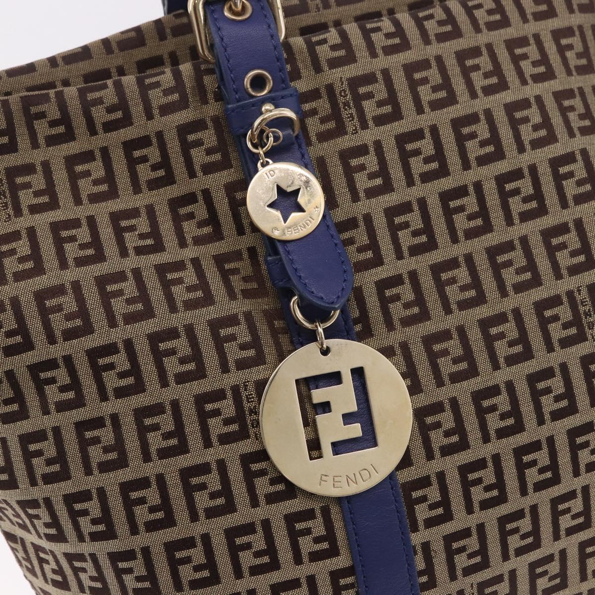 FENDI Zucchino Canvas Tote Bag Beige Gold 8BH215 Auth 191534