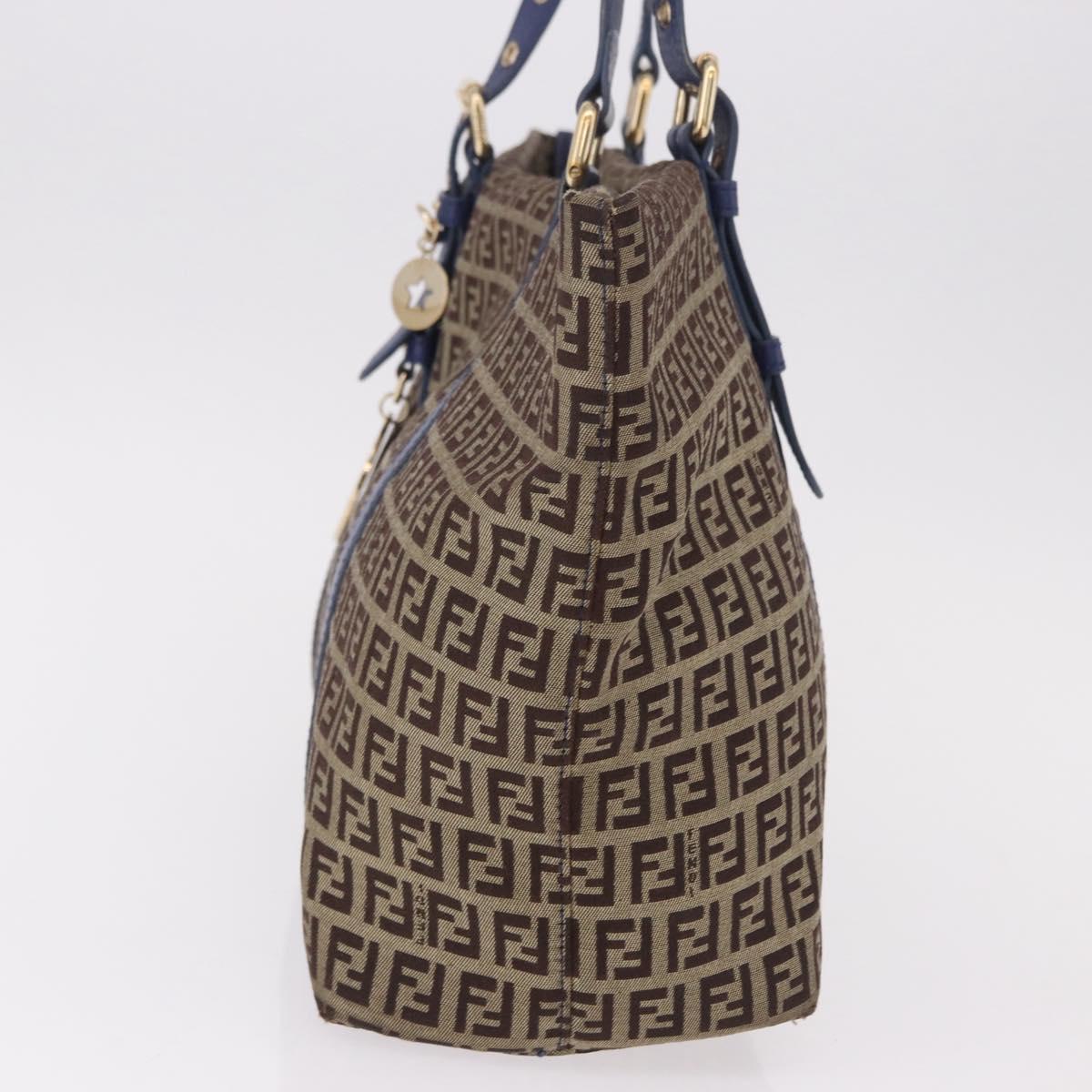 FENDI Zucchino Canvas Tote Bag Beige Gold 8BH215 Auth 191534