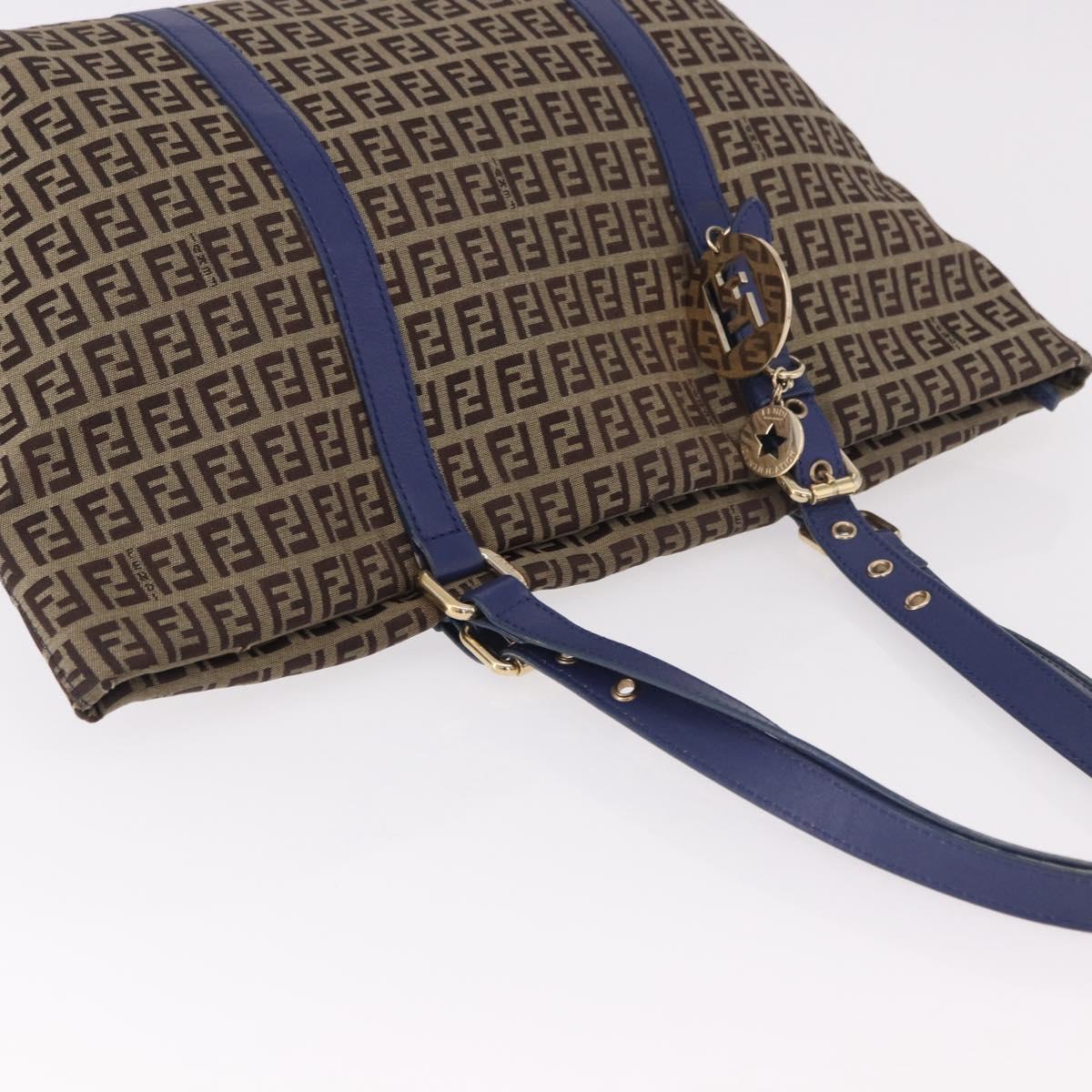 FENDI Zucchino Canvas Tote Bag Beige Gold 8BH215 Auth 191534