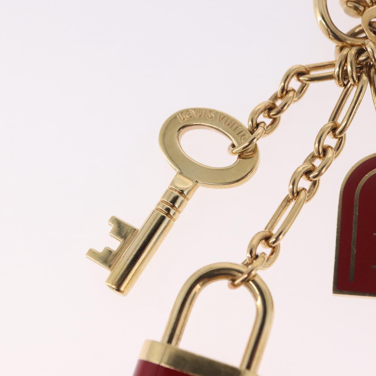 LOUIS VUITTON Porte Cles Kaduna Key Holder Gold Tone Red M60074 LV Auth 191539M