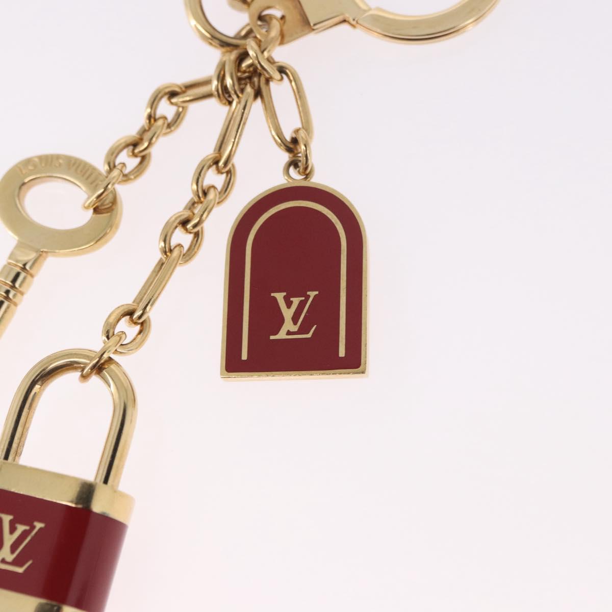 LOUIS VUITTON Porte Cles Kaduna Key Holder Gold Tone Red M60074 LV Auth 191539M