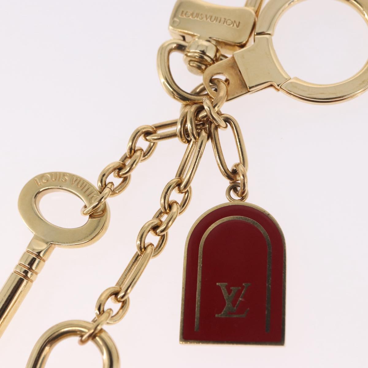 LOUIS VUITTON Porte Cles Kaduna Key Holder Gold Tone Red M60074 LV Auth 191539M