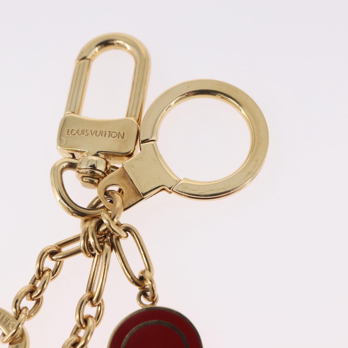 LOUIS VUITTON Porte Cles Kaduna Key Holder Gold Tone Red M60074 LV Auth 191539M