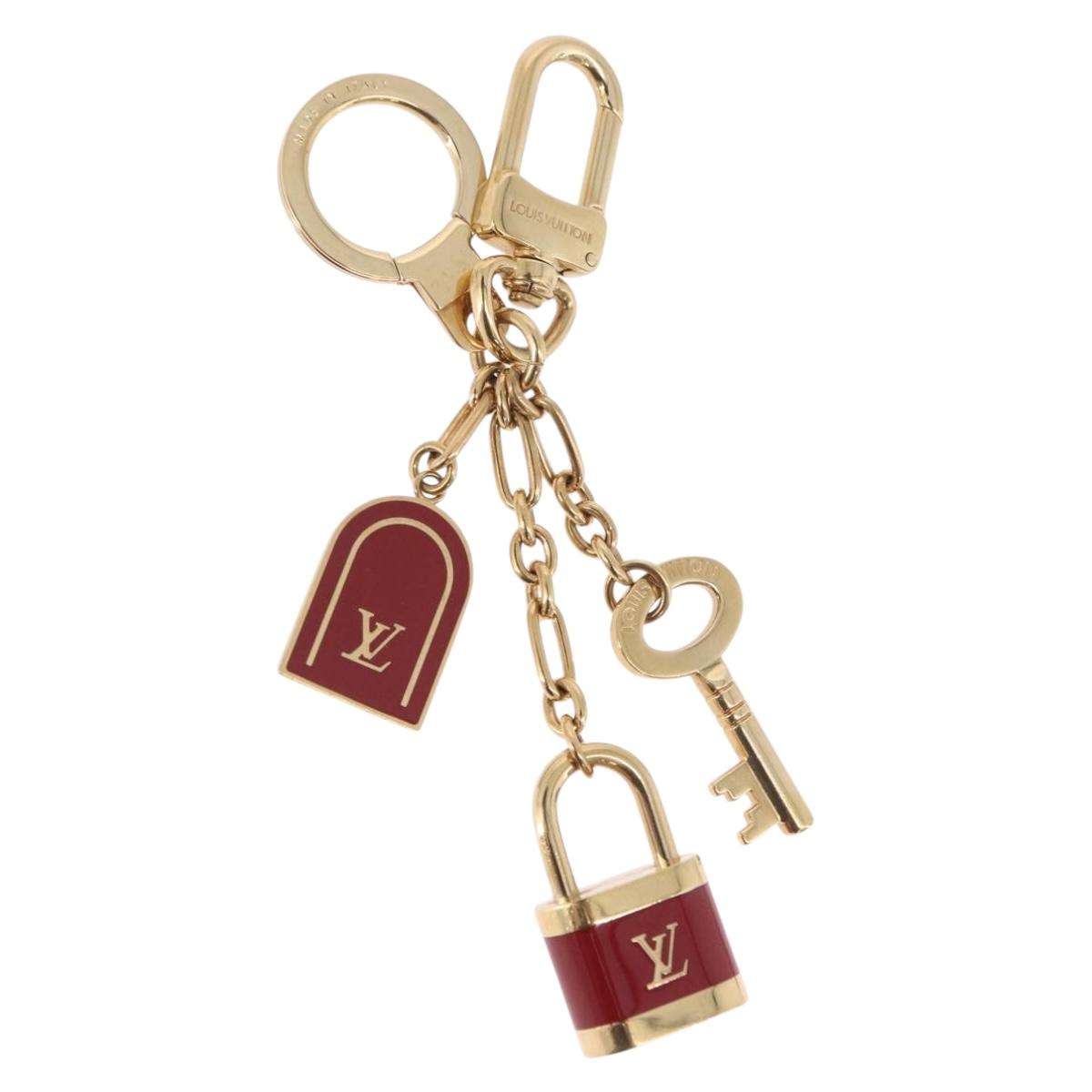 LOUIS VUITTON Porte Cles Kaduna Key Holder Gold Tone Red M60074 LV Auth 191539M