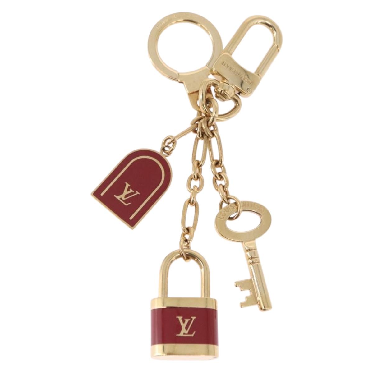 LOUIS VUITTON Porte Cles Kaduna Key Holder Gold Tone Red M60074 LV Auth 191539M