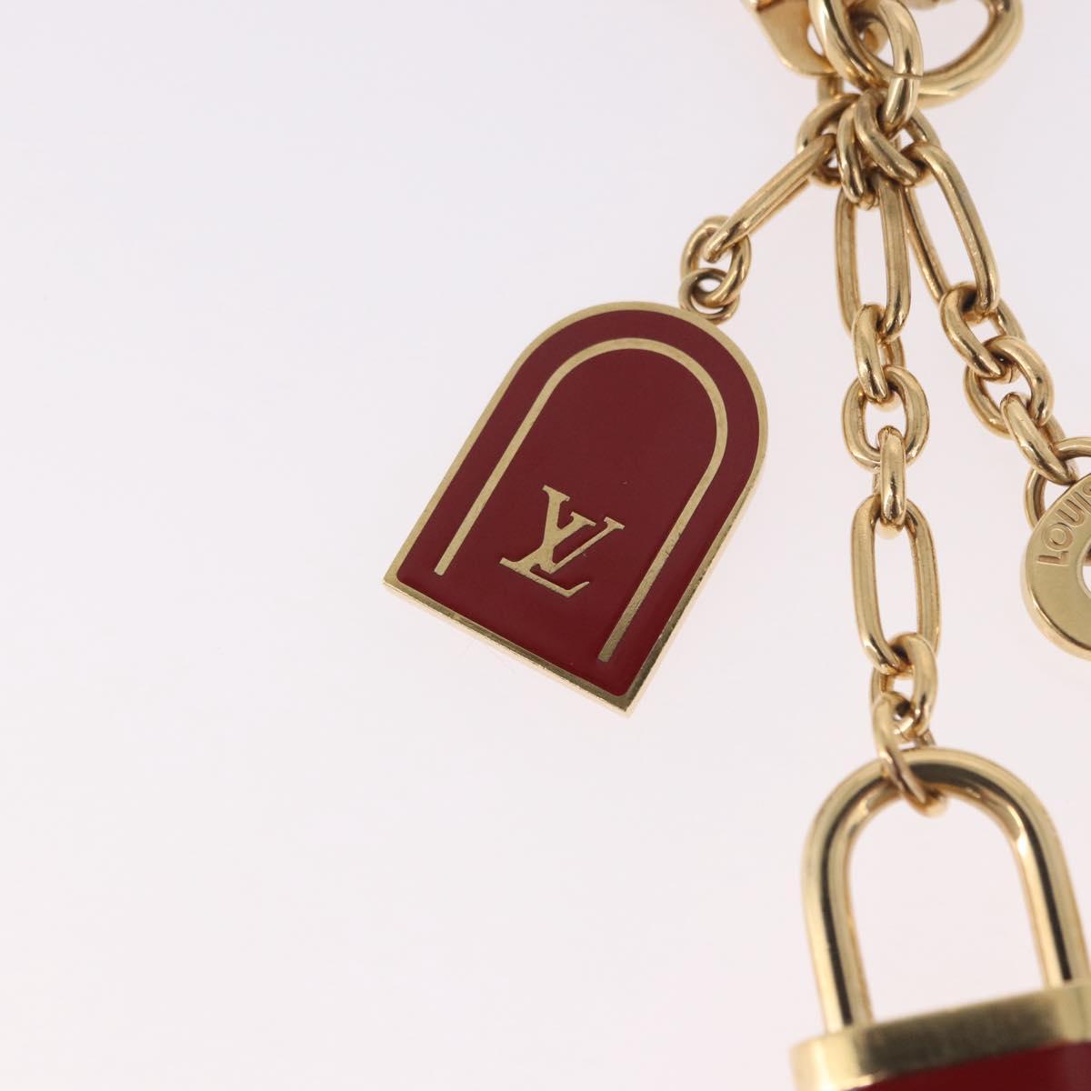 LOUIS VUITTON Porte Cles Kaduna Key Holder Gold Tone Red M60074 LV Auth 191539M