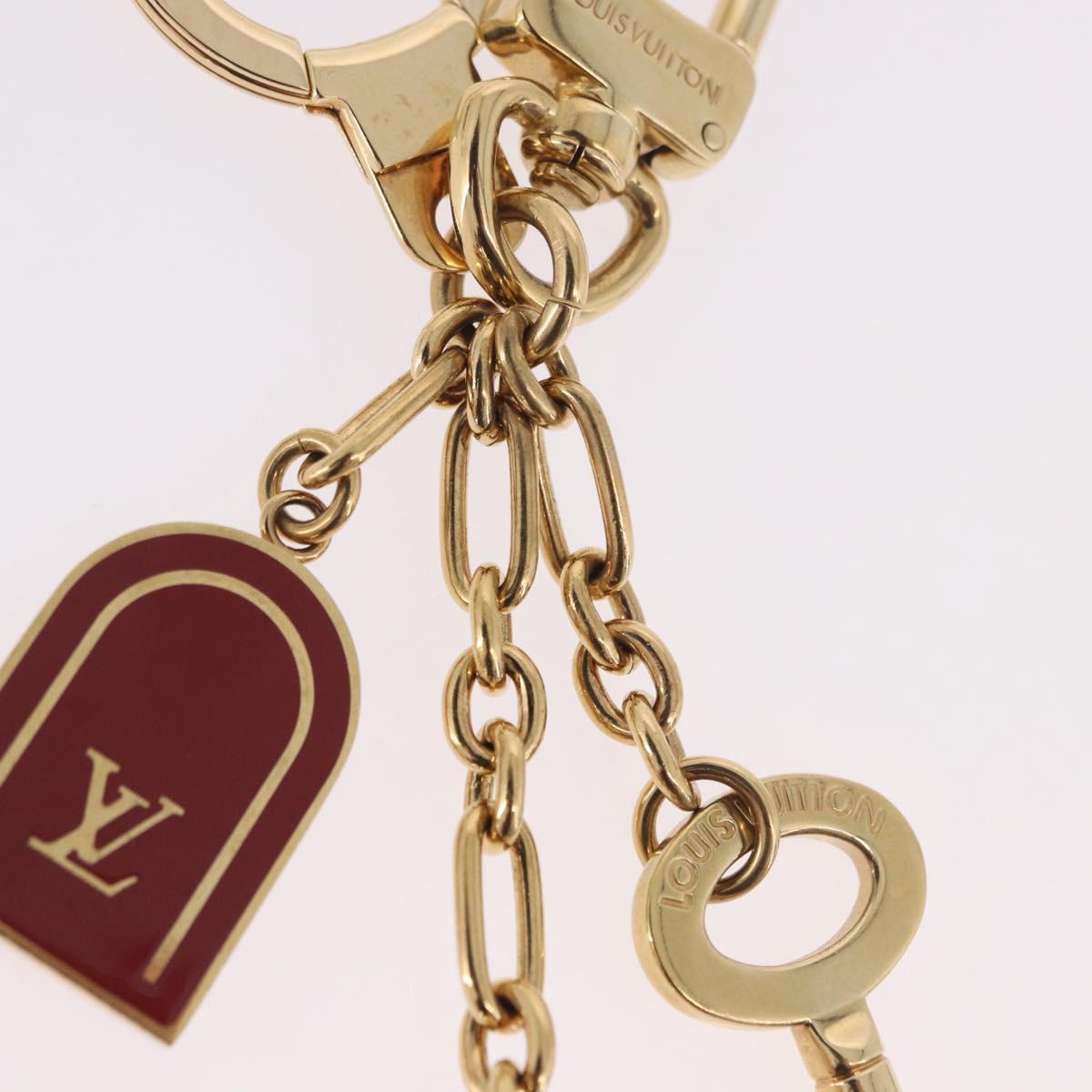 LOUIS VUITTON Porte Cles Kaduna Key Holder Gold Tone Red M60074 LV Auth 191539M