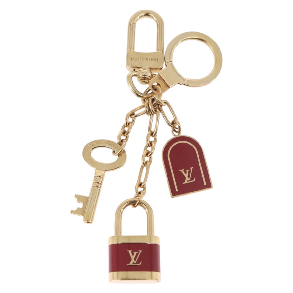 LOUIS VUITTON Porte Cles Kaduna Key Holder Gold Tone Red M60074 LV Auth 191539M