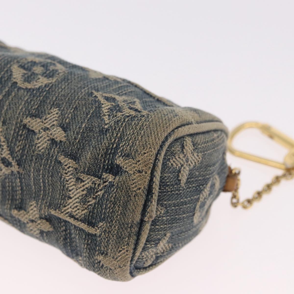 LOUIS VUITTON Monogram Denim Trousse Speedy PM Pouch Blue M95082 LV Auth 191540
