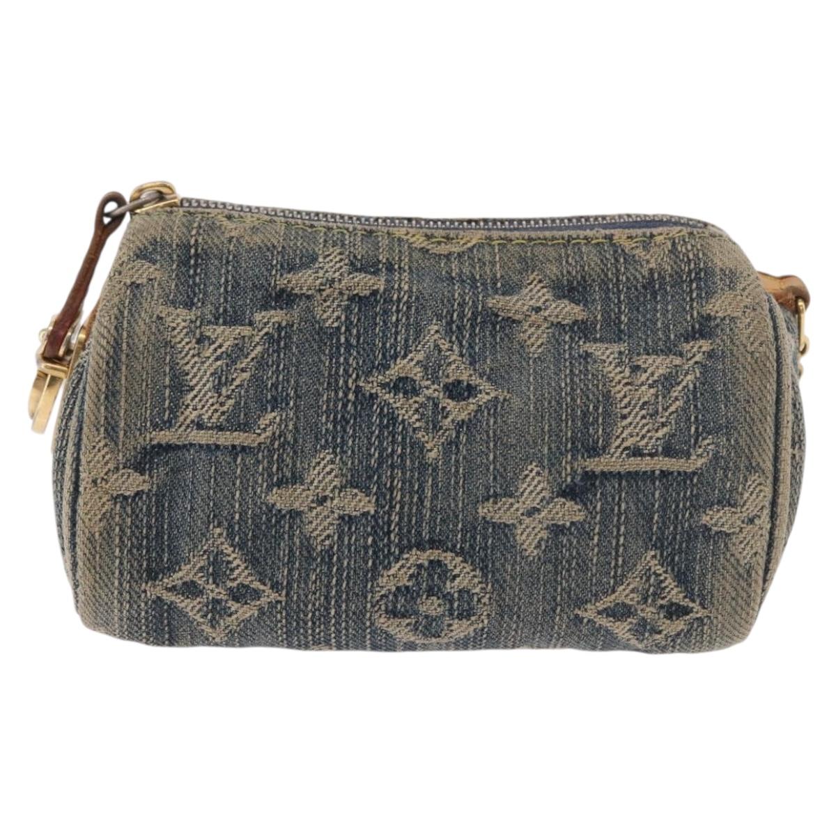 LOUIS VUITTON Monogram Denim Trousse Speedy PM Pouch Blue M95082 LV Auth 191540