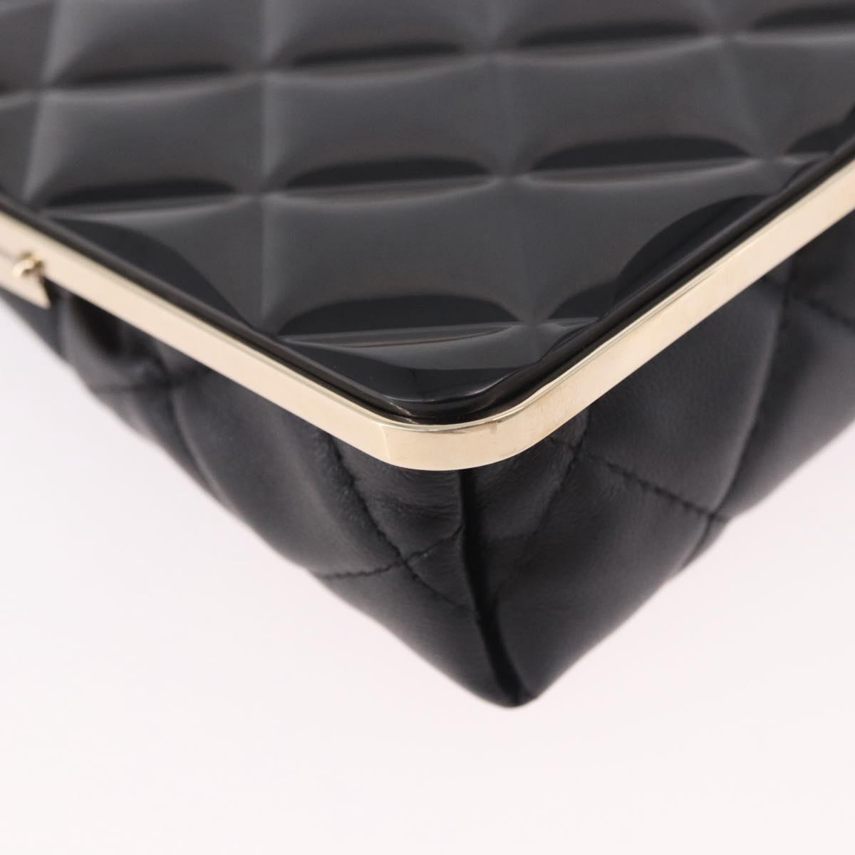 CHANEL Matelasse Chain Shoulder Bag Lamb Skin Black Gold CC Auth 191542SM