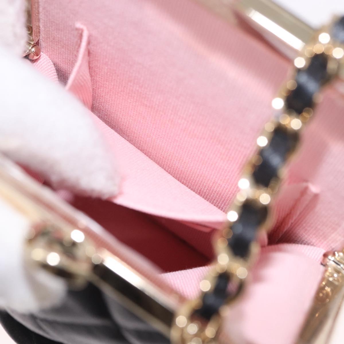 CHANEL Matelasse Chain Shoulder Bag Lamb Skin Black Gold CC Auth 191542SM