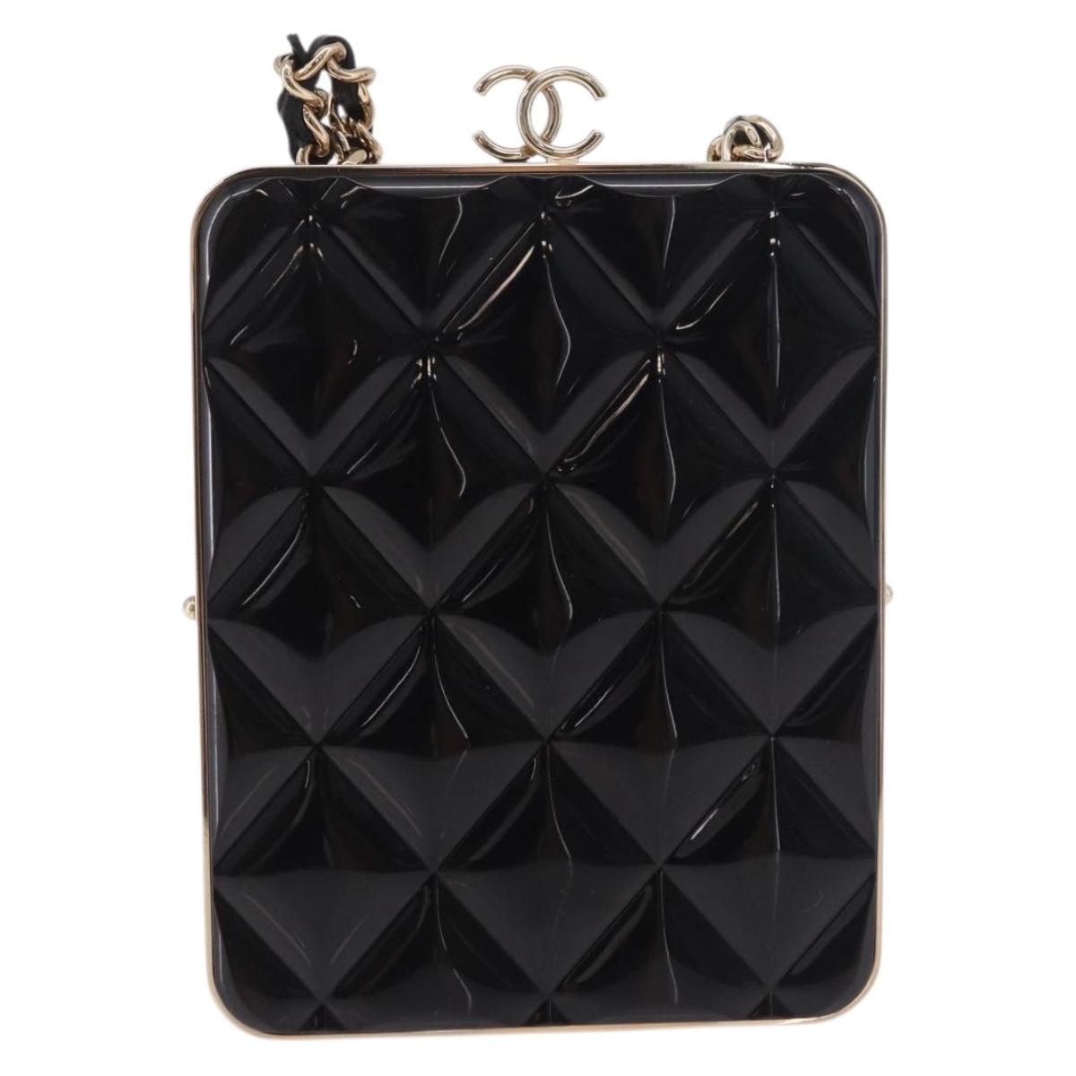 CHANEL Matelasse Chain Shoulder Bag Lamb Skin Black Gold CC Auth 191542SM