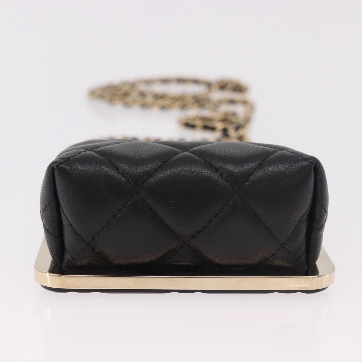 CHANEL Matelasse Chain Shoulder Bag Lamb Skin Black Gold CC Auth 191542SM