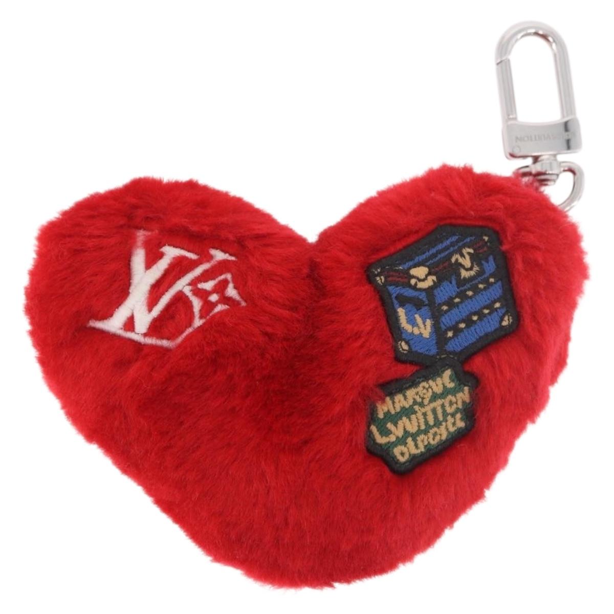 LOUIS VUITTON Monogram LV Lucky Heart Bag Charm Red Silver M03171 Auth 191543SM