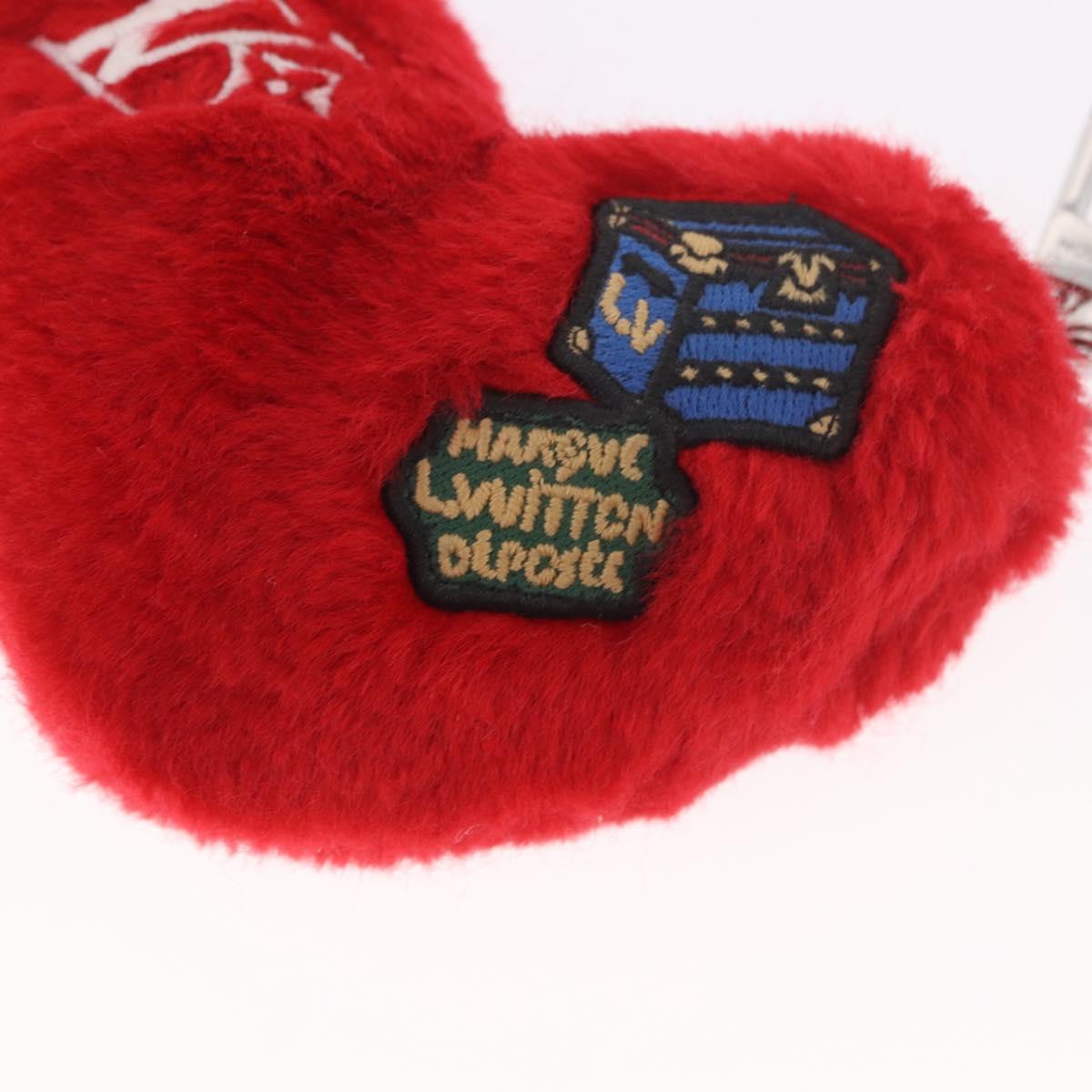 LOUIS VUITTON Monogram LV Lucky Heart Bag Charm Red Silver M03171 Auth 191543SM