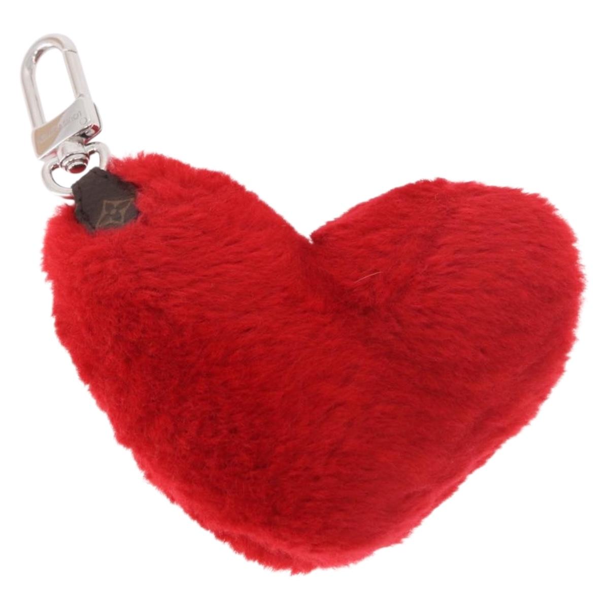 LOUIS VUITTON Monogram LV Lucky Heart Bag Charm Red Silver M03171 Auth 191543SM