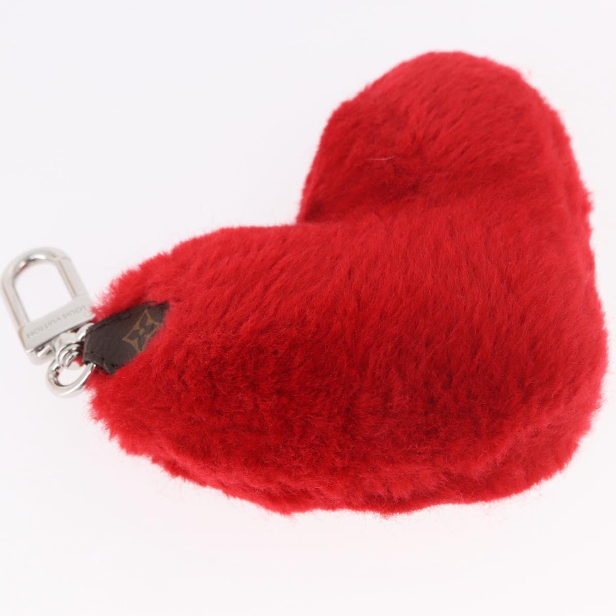 LOUIS VUITTON Monogram LV Lucky Heart Bag Charm Red Silver M03171 Auth 191543SM