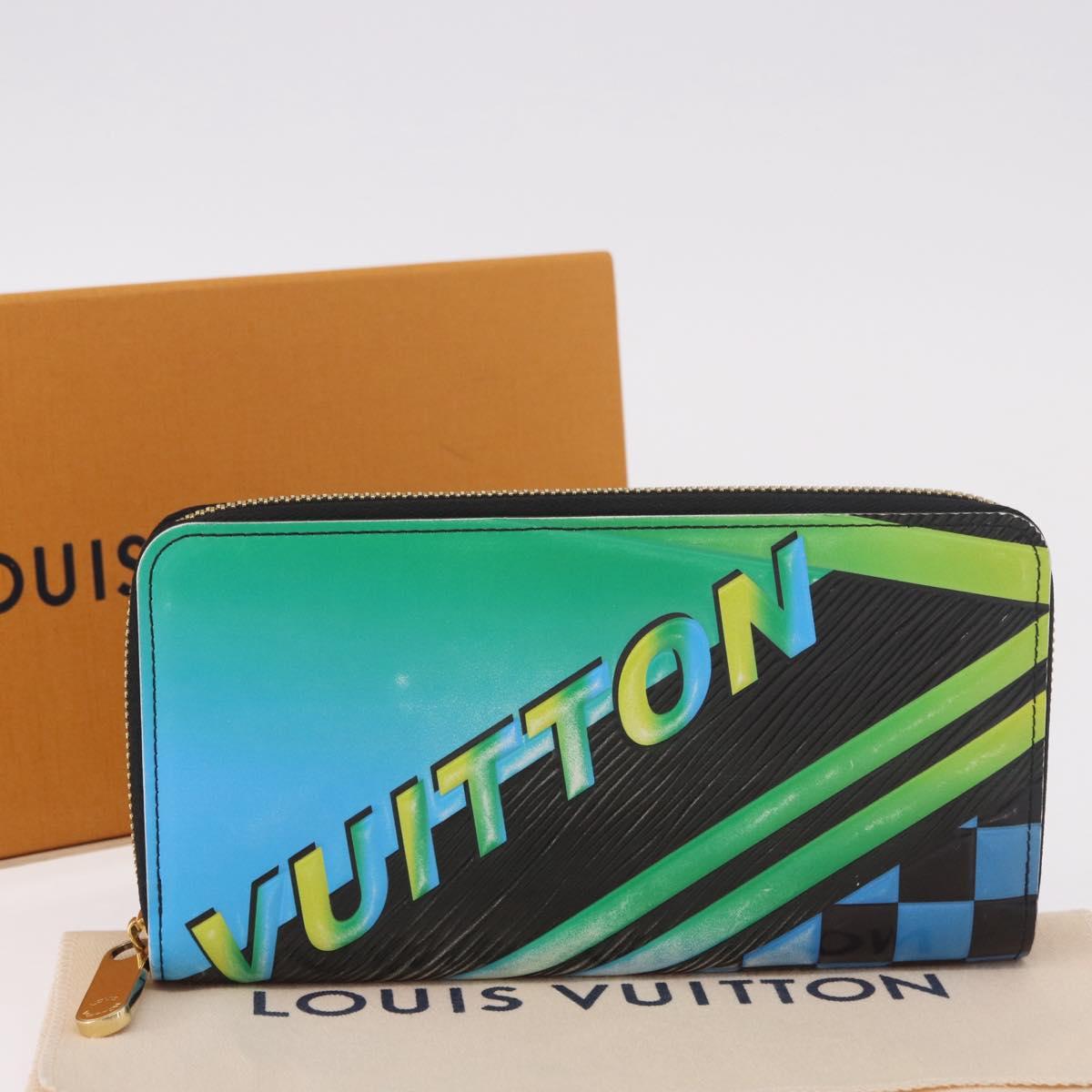 LOUIS VUITTON Epilase Zippy Wallet Long Wallet Blue Black M62268 LV Auth 191544M