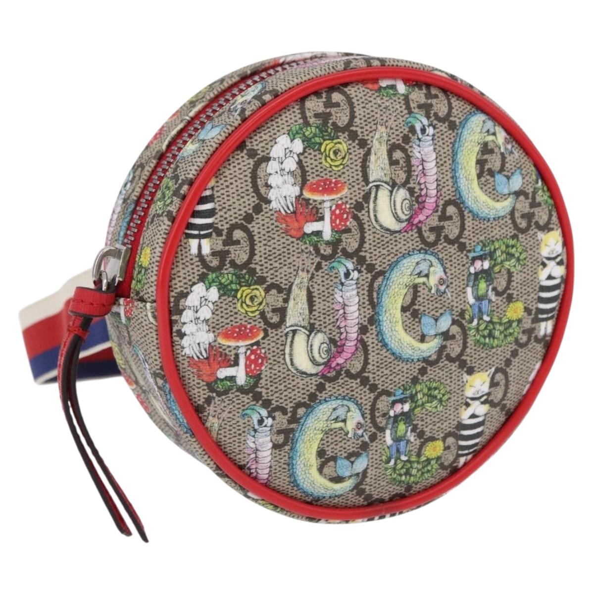 GUCCI Yuko Higuchi GG Supreme Waist Bag PVC Beige Silver 502330 Auth 191546M