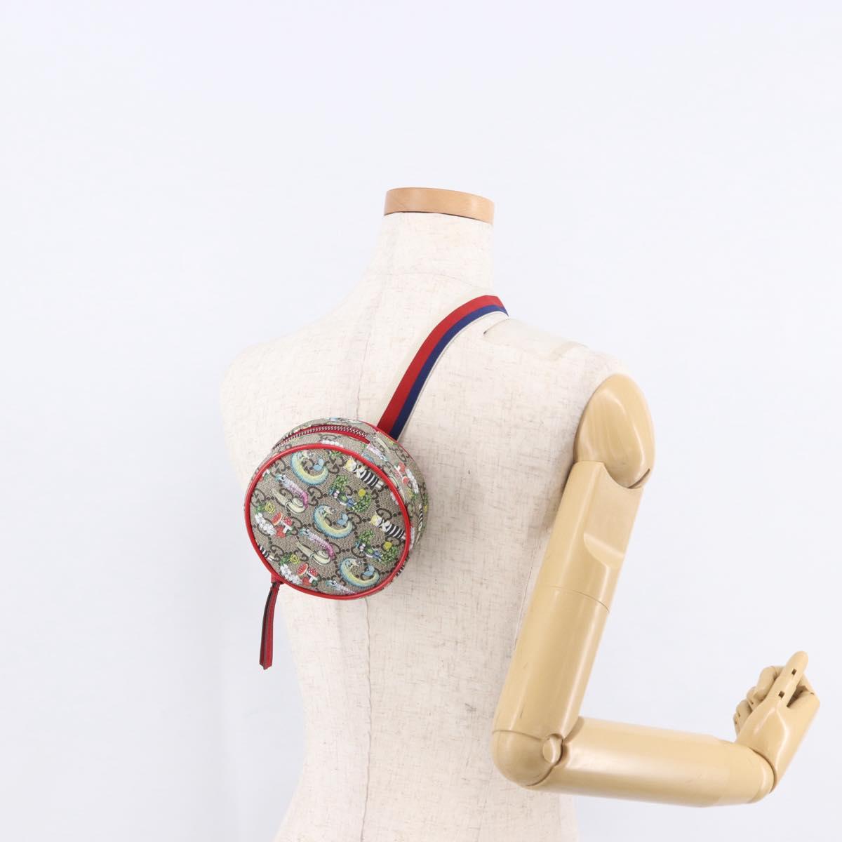 GUCCI Yuko Higuchi GG Supreme Waist Bag PVC Beige Silver 502330 Auth 191546M