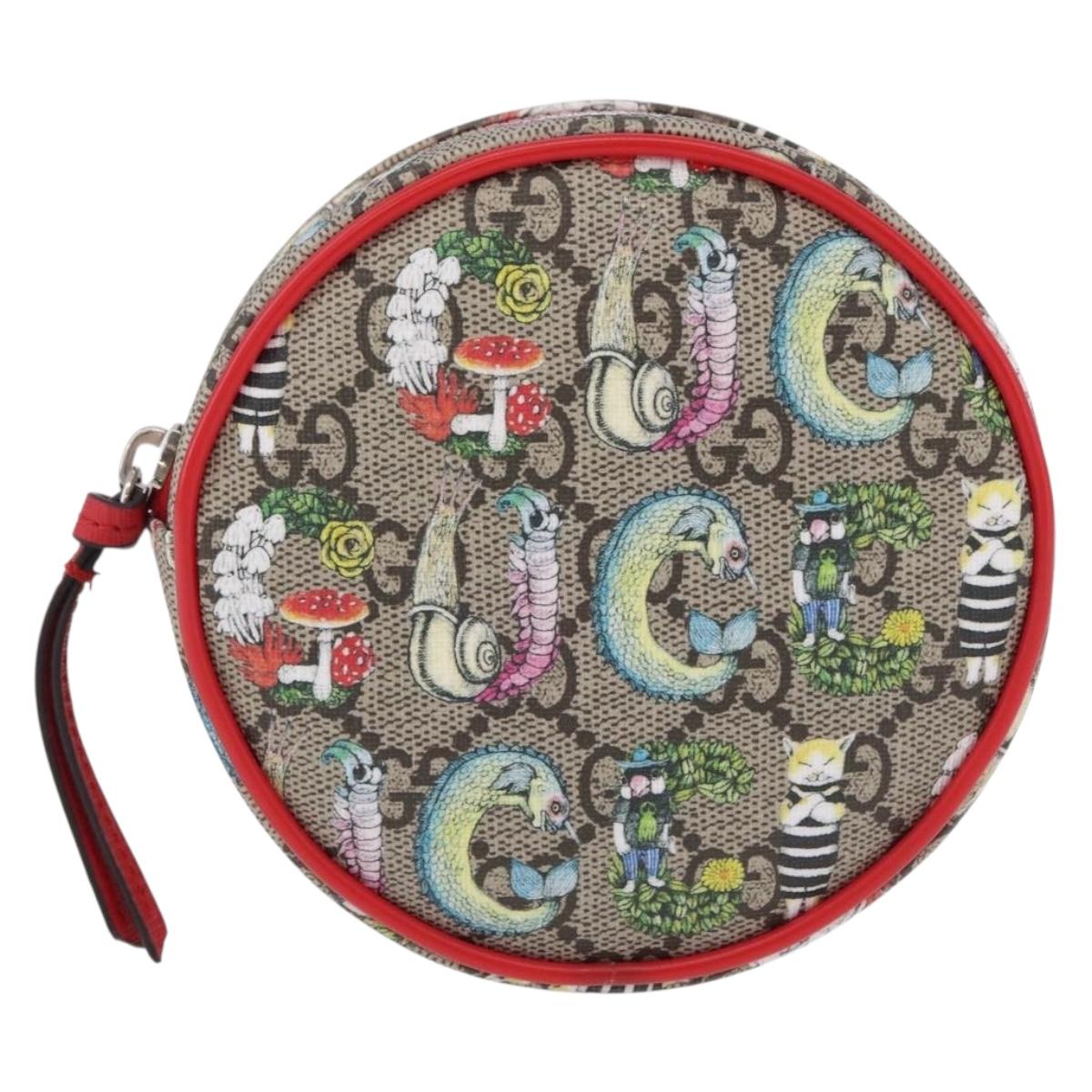 GUCCI Yuko Higuchi GG Supreme Waist Bag PVC Beige Silver 502330 Auth 191546M